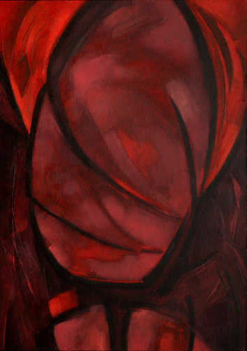 Red Painting #4 - Oil Painting by Alexndria Levin