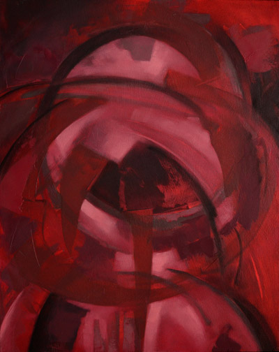 Red Painting #7 - Oil Painting by Alexandria Levin
