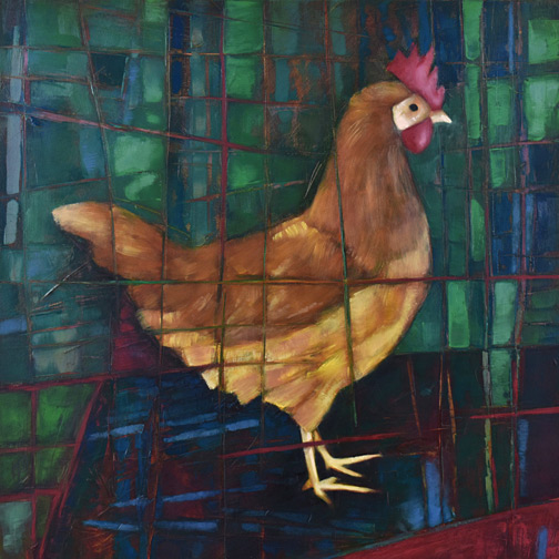 Little Brown Hen - Oil Painting by Alexandria Levin