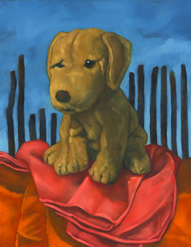 Old Brown Dog - Oil Painting by Alexandria Levin